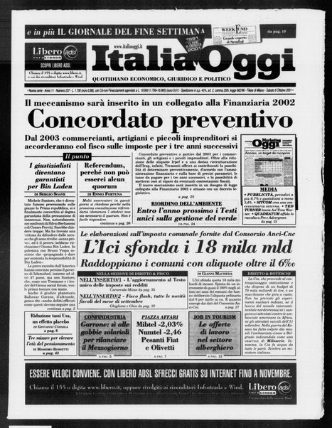 Italia oggi : quotidiano di economia finanza e politica